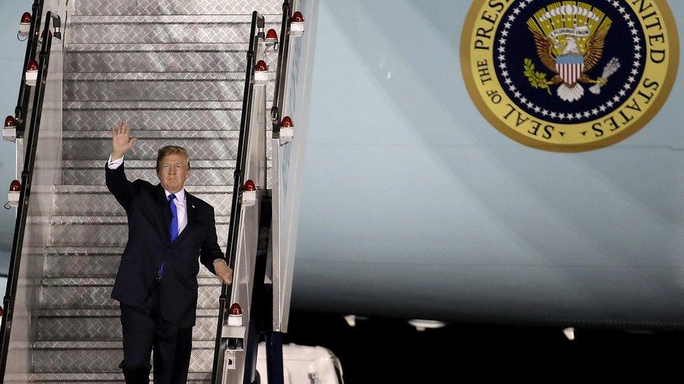 US President Donald Trump arrives in Singapore