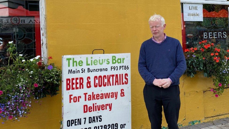 Paddy Henderson, who owns The Lieu's Bar in Buncrana, County Donegal,