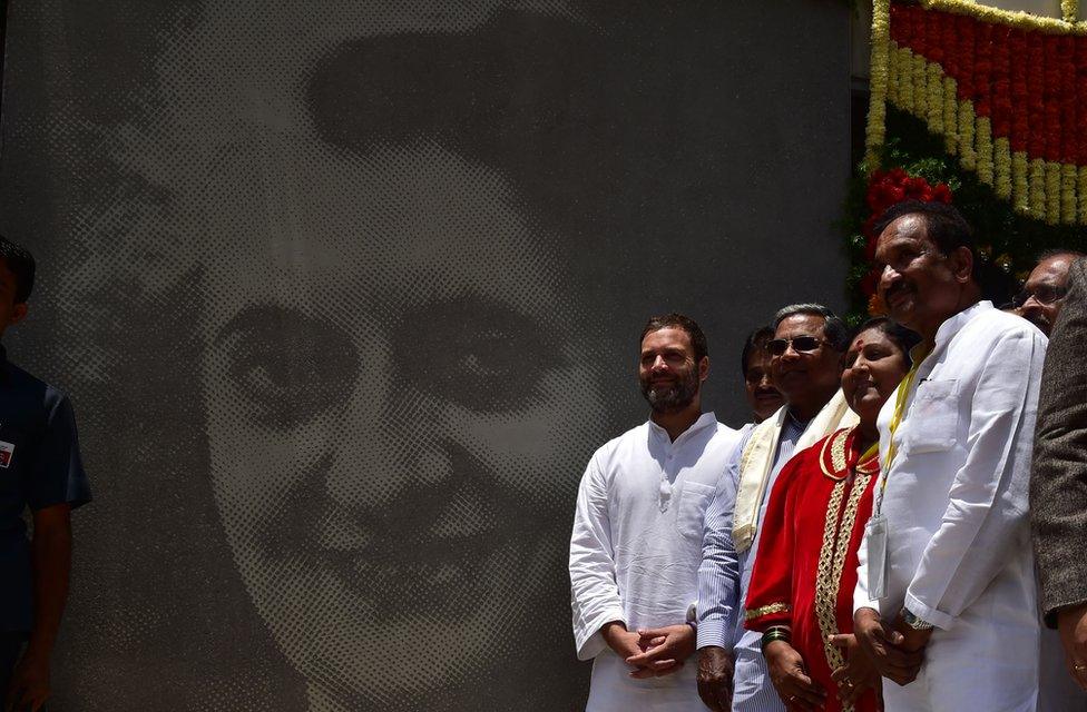 Rahul Gandhi (first from left) inaugurated the canteens