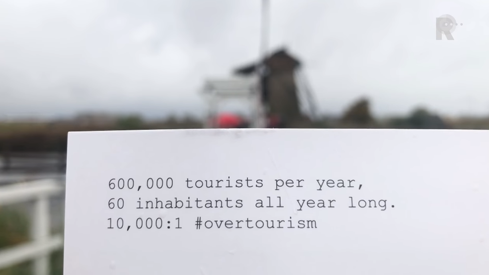 Kinderdijk heritage site card for tourists, Netherlands