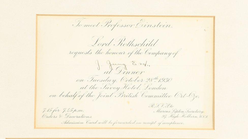 Image of the menu, signed by Albert Einstein