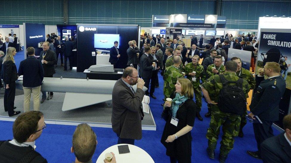 People in discussion at Electronic Warfare Europe 2019