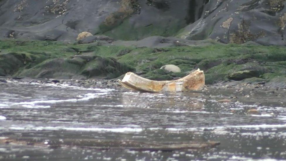 Wreckage from the boat on the beach