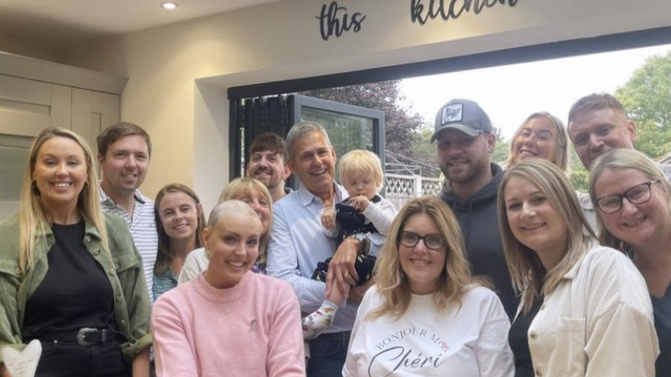 Amy Dowden's friends and family gathered to help her shave her head