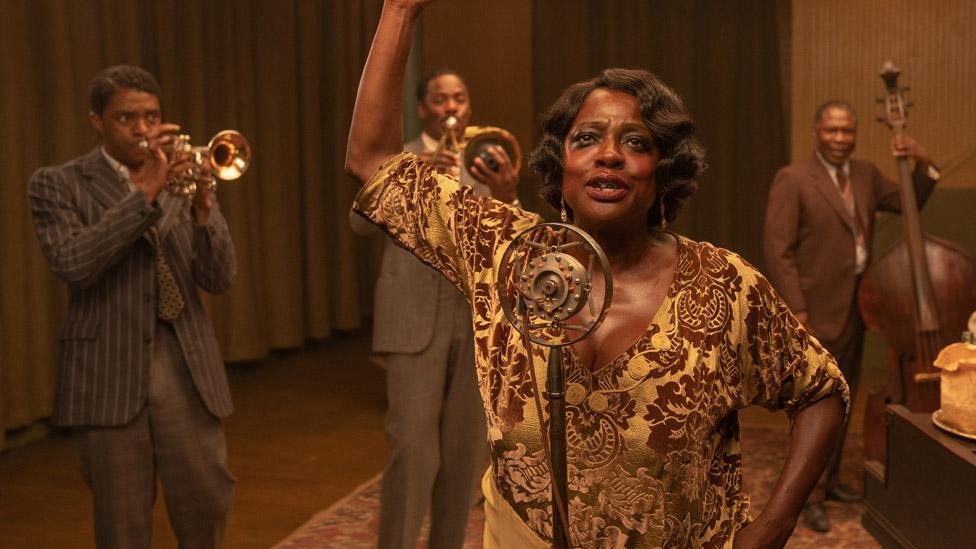 Chadwick Boseman (left) and Viola Davis in Ma Rainey's Black Bottom