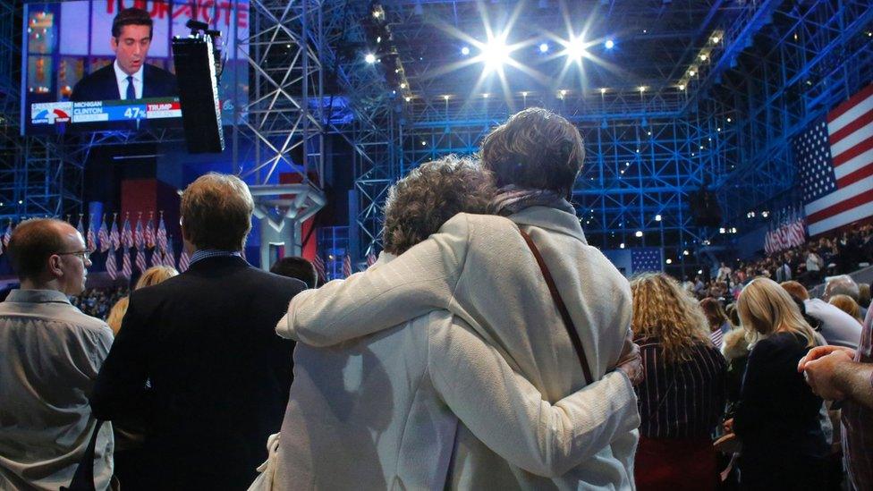 Hillary Clinton supporters at the Javits Center