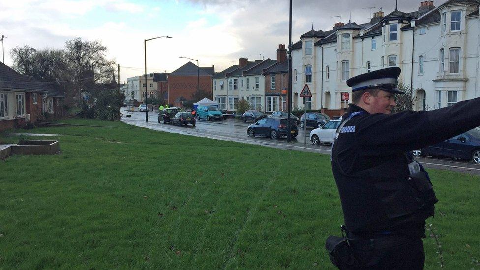 The scene Tachbrook Road in Leamington Spa