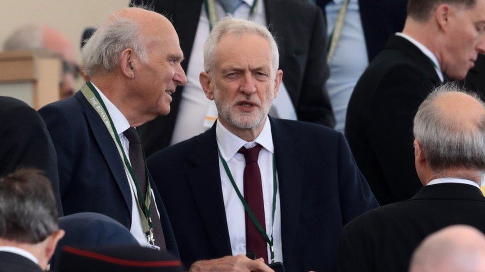 Liberal Democrat leader Sir Vince Cable and Labour leader Jeremy Corbyn