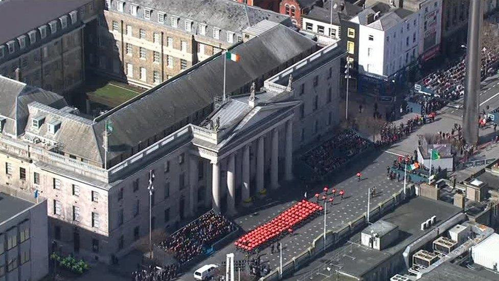 The GPO was left in ruins after the Easter Rising but was later rebuilt by the new Irish government