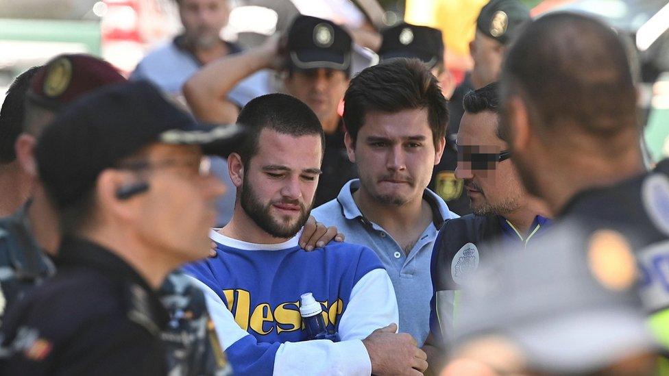 David (C), son of Spanish Olympic medallist Blanca Fernandez Ochoa, after it was confirmed that the body found in Cercedilla was his mother