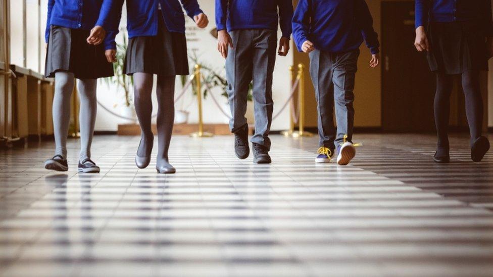 Children wearing school uniform