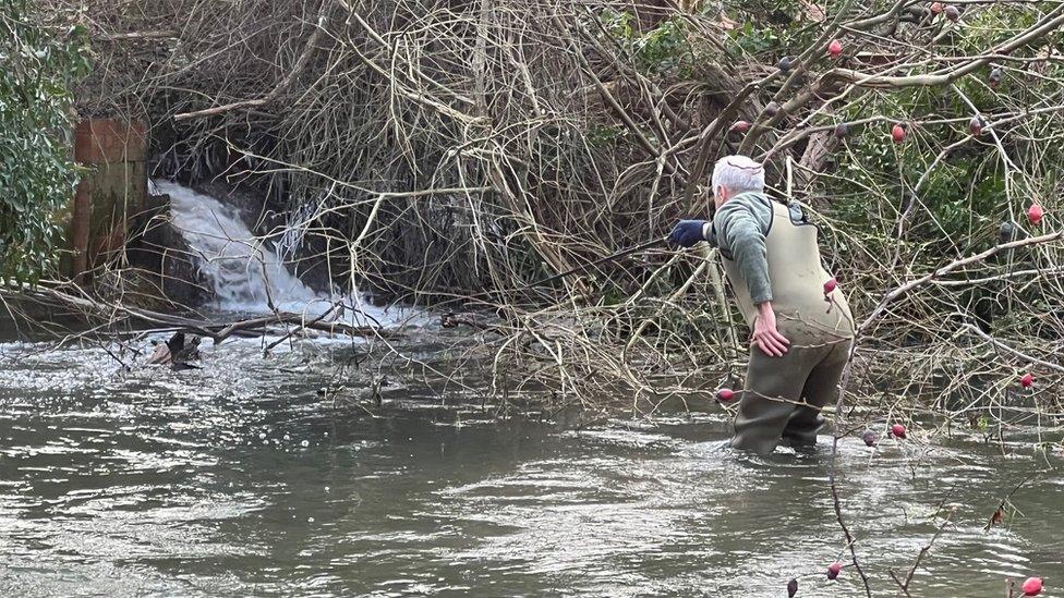 Ash Smith in the river Coln