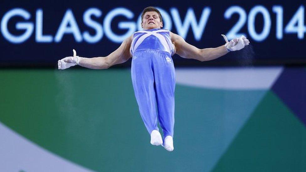 Frank Baines with Glasgow 2014 sign