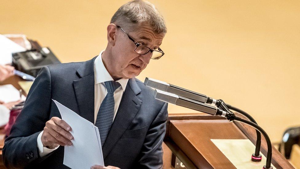 Czech Prime Minister Andrej Babis delivers a speech during a session of the Czech Parliament in Prague, Czech Republic, 31 May 2019