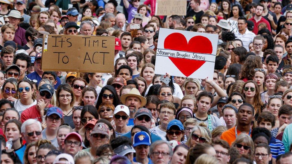 Protestors rally outside the Capitol urging Florida lawmakers to reform gun laws - 21 Fenruary 2018