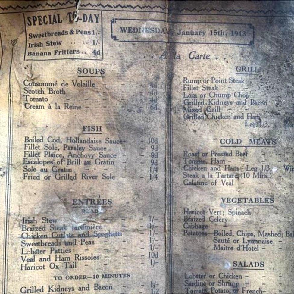 Historic menu