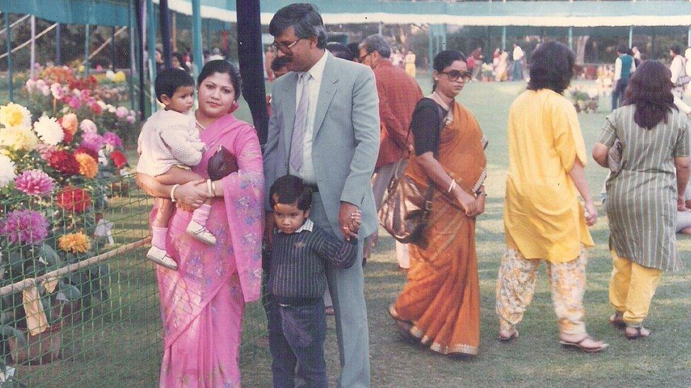 Ramanuj Basu as a young boy in India with his family