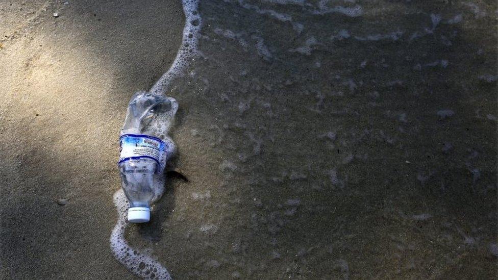 Plastic bottle on the beach