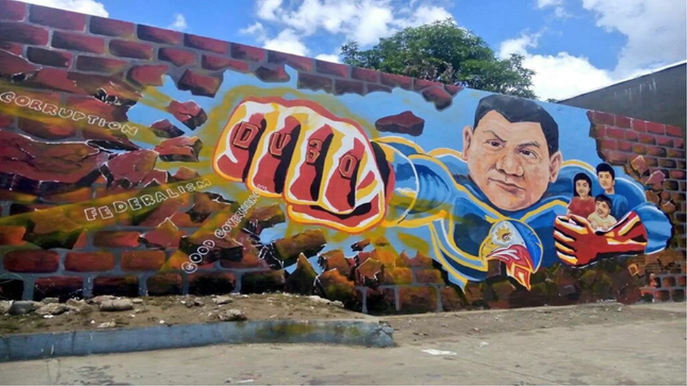 Duterte drawings, murals and memes were shared widely online