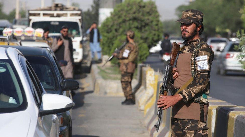 A member of Afghan security forces in Kabul