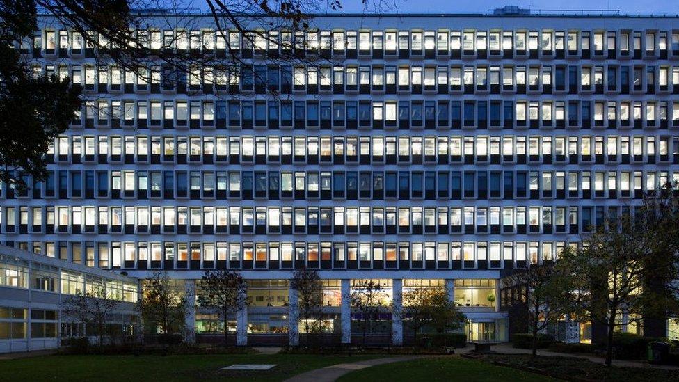 Brighton University's Cockroft Building lit up