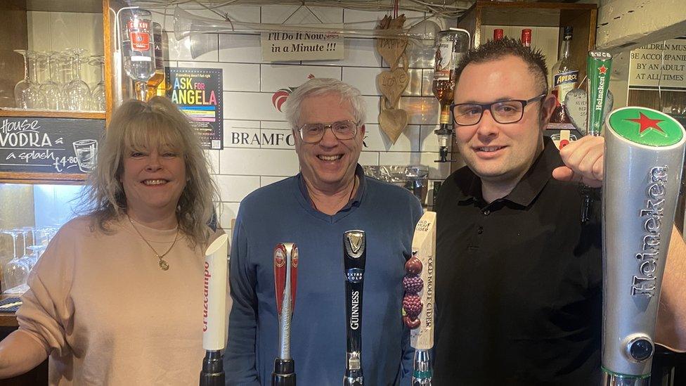 Landlady Teresa Brinkley, with David and landlord Luke Mohammad