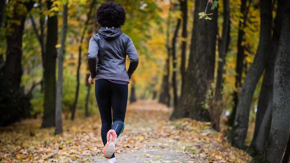 Woman running.