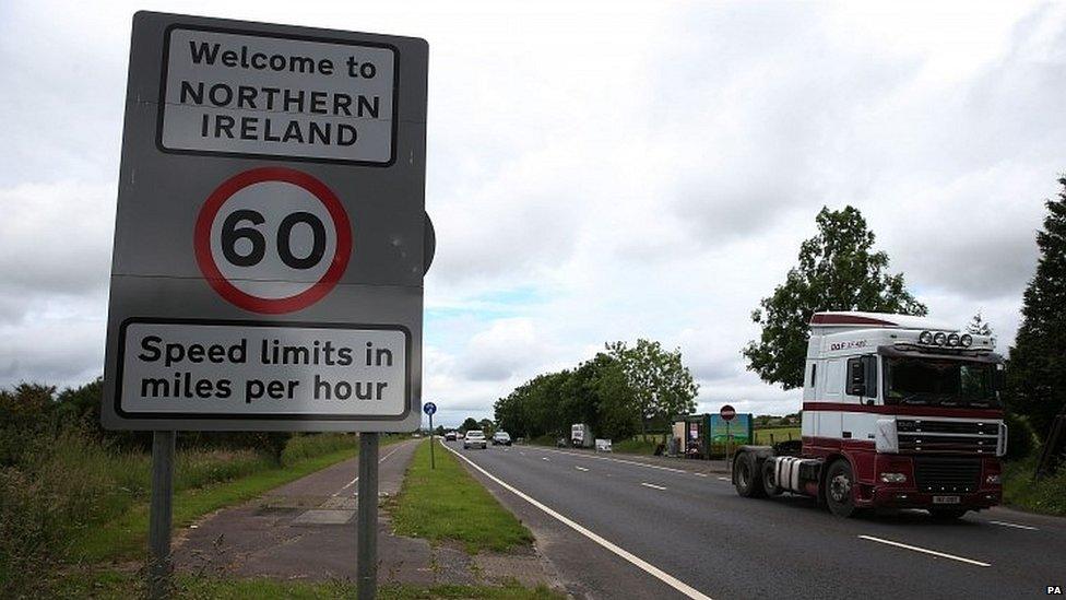 Vehicles cross border between Northern Ireland and the Republic of Ireland