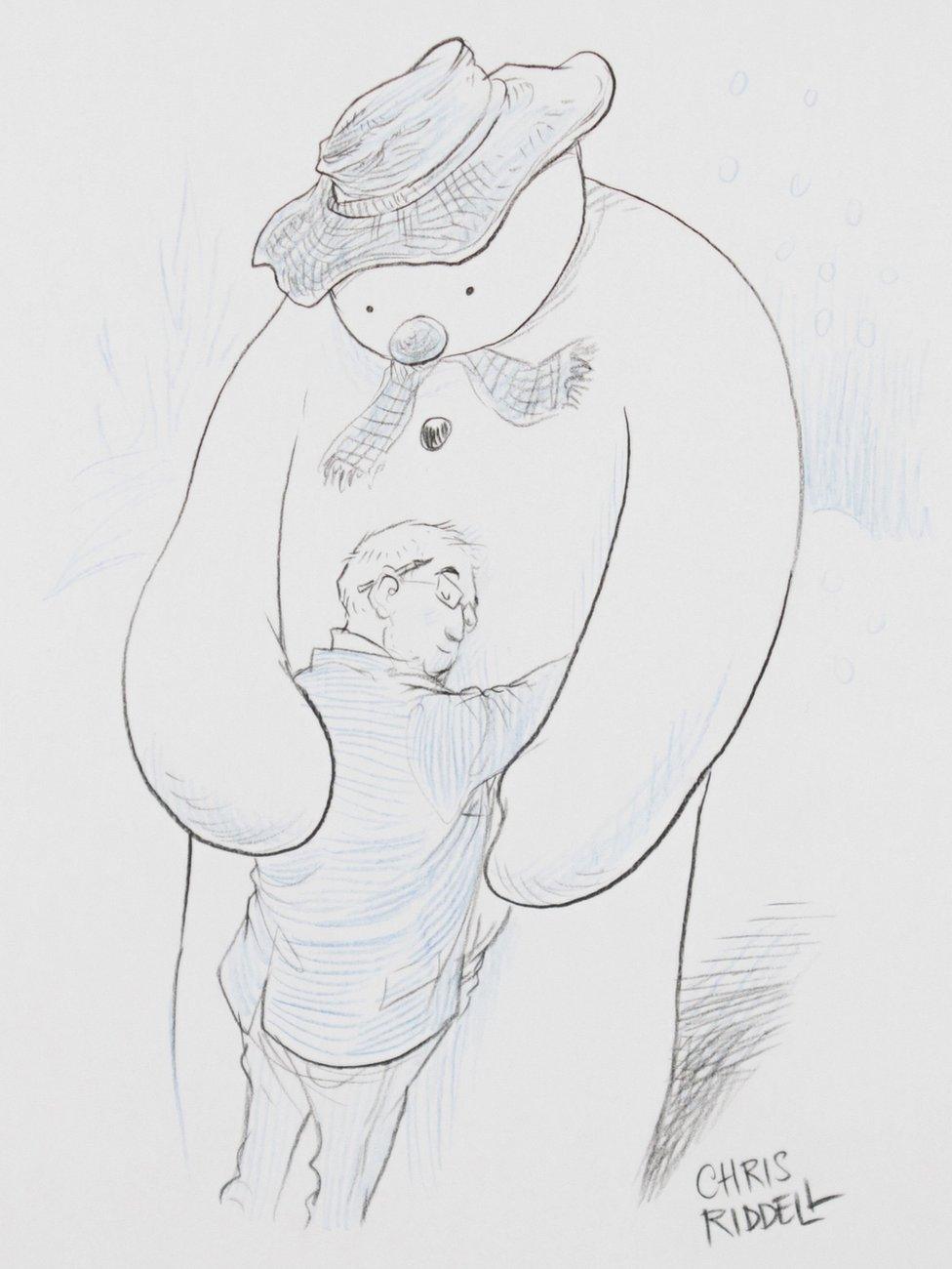 The Snowman, by artist Chris Riddell, to mark the the book"s 40th anniversary.