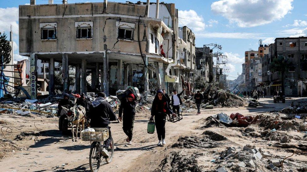 A destroyed building in Gaza