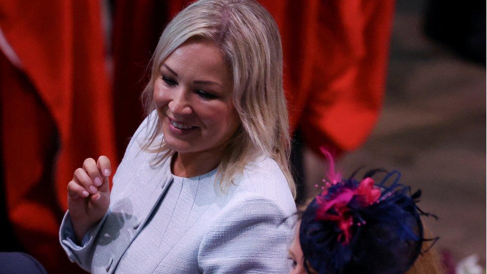 Michelle O'Neill pictured she departed from Westminster Abbey on Saturday