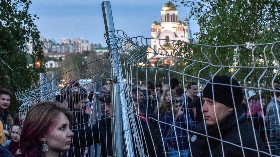 Protesters in Yekaterinburg