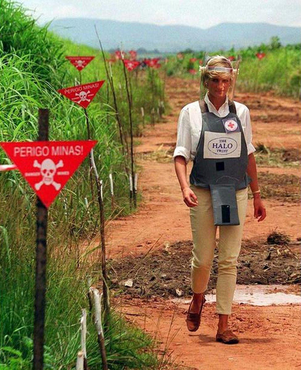 Princess Diana visiting a minefield