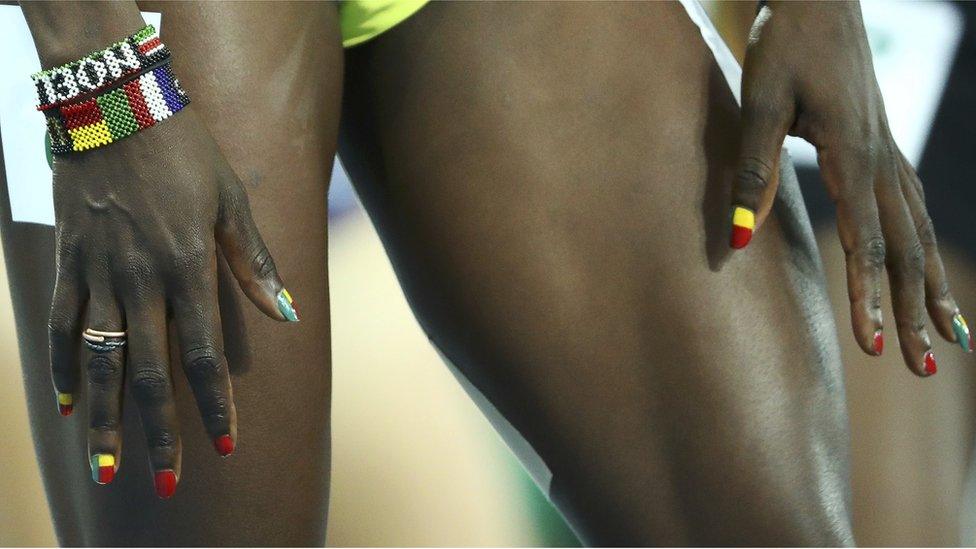 Close-up of the hands of Beninois Olympic athlete Noelie Yarigo - Thursday 18 August 2016