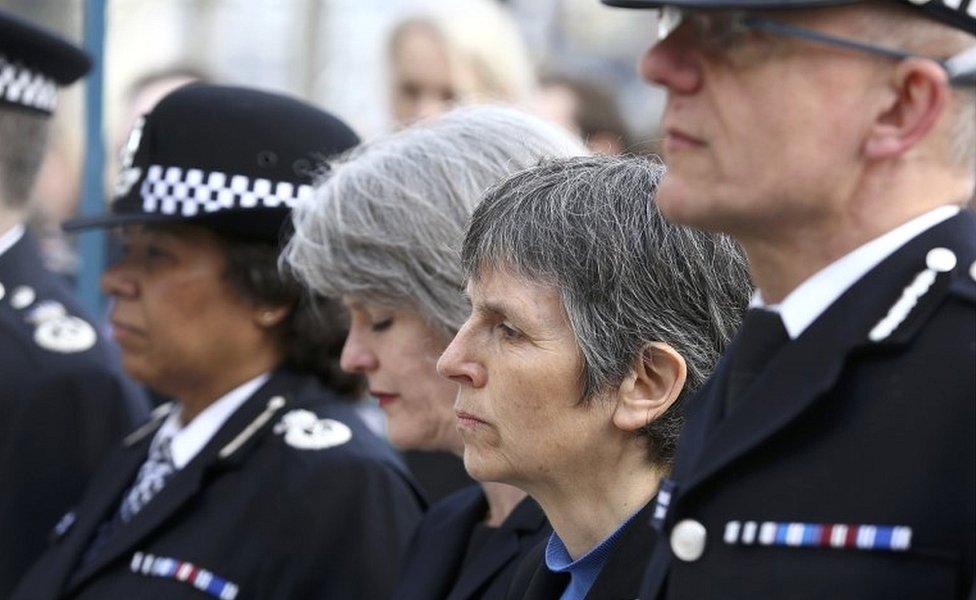 Cressida Dick during minute silence outside New Scotland Yard