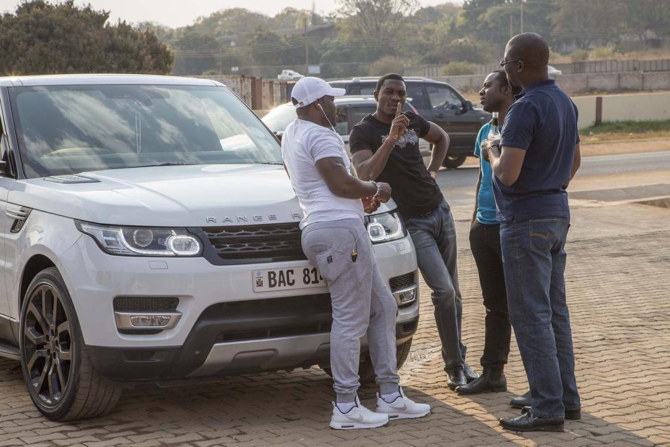 Men at a car wash