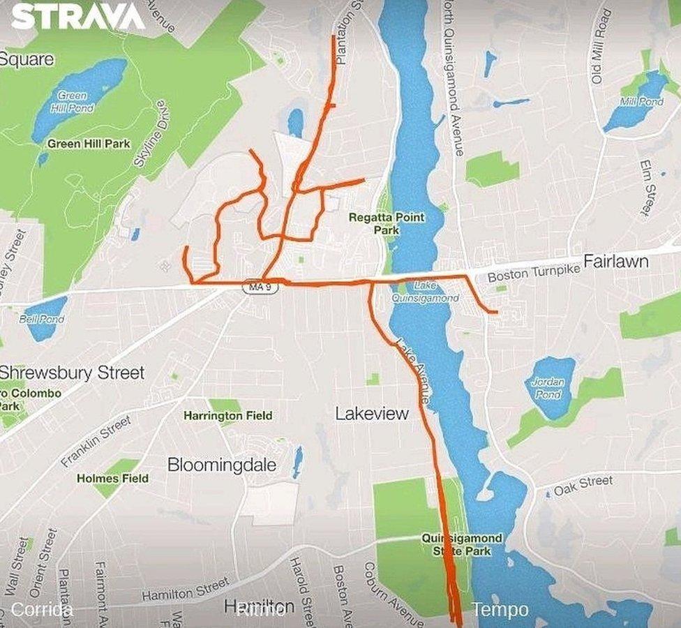 Sheila Pereira's half marathon route in Worcester, Massachusetts