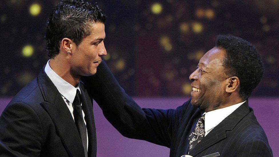 Pele with Cristiano Ronaldo.