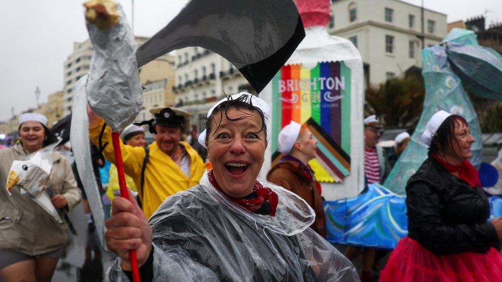 Revellers at Pride