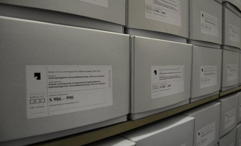 Boxes where the skulls are being kept