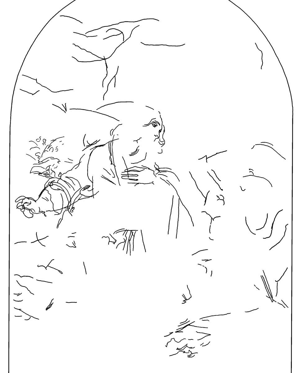 Underdrawing beneath Virgin of the Rocks