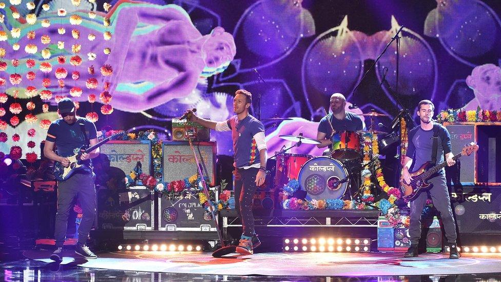 Coldplay perform at the American Music Awards in Los Angeles on 22 November