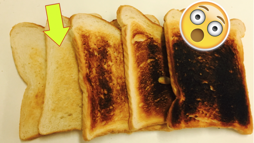 Different colours of toast