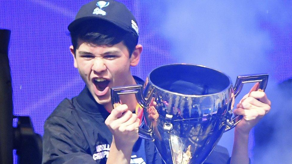 Kyle Giersdorf - aka Bugha - winning the solo competition at the Fortnite World Cup in July 2019