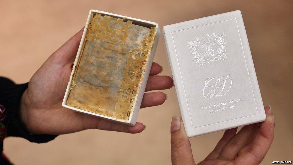 A piece of cake from Prince Charles and Princess Diana's cake, still going since 1981