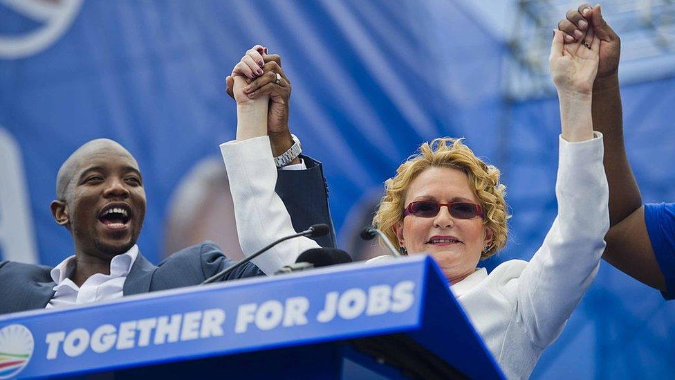 Mmusi Maimane (L) and Helen Zille pictured in 2014