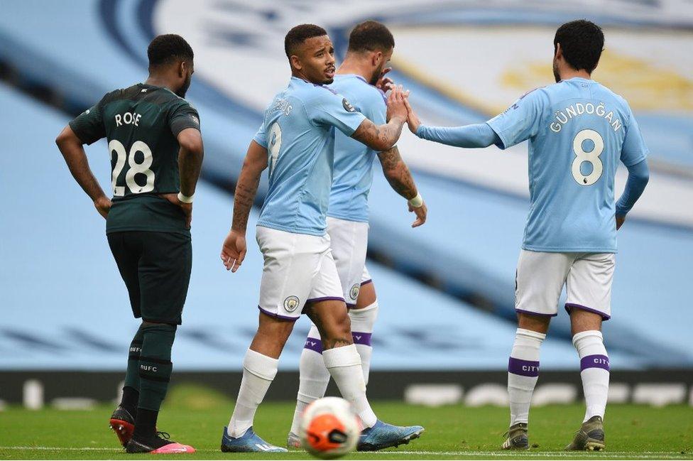 Manchester City players (light blue), 8 Jul 20