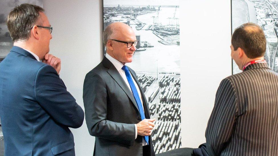 L-R: Stephen Carr, Peel Ports, Ambassador Woody Johnson and Fabian Somerville-Cotton ADM UK