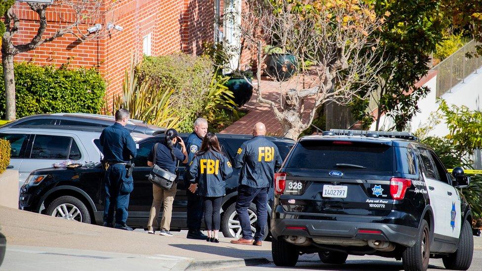 San Francisco Police and Federal Bureau of Investigation (FBI) agents work outside the home of US Speaker of the House Nancy Pelosi after her husband Paul Pelosi was attacked by a home invader early in the morning in San Francisco, California, USA, 28 October 2022