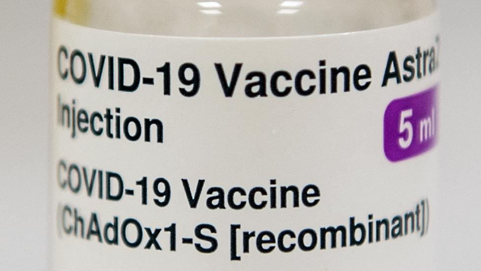 close up of Astrazeneca vaccine bottle